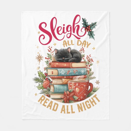 Sleigh All Day Lees All Night  Fleece Deken (Voorkant)