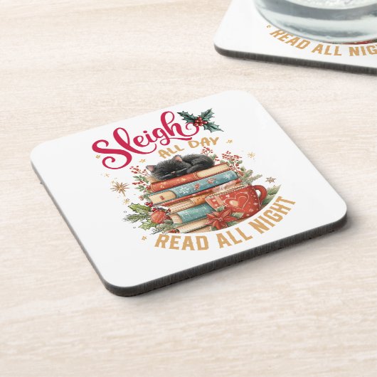 Sleigh All Day Read All Night  Bier Onderzetter (Linkerzijde)