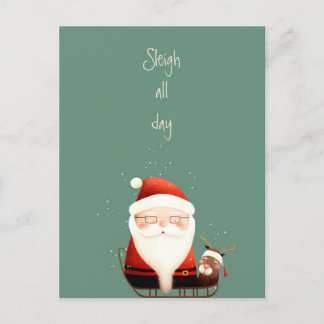 Sleigh All Day Santa Claus Funny Quote Briefkaart