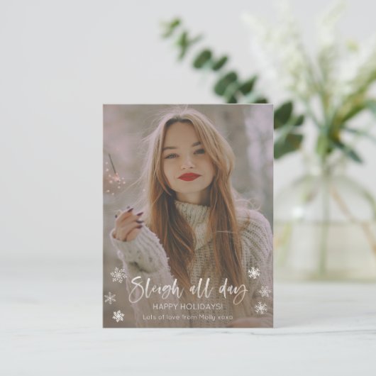 Sleigh All Day Sassy Holiday Kaart voor Singleton (Staand voorkant)