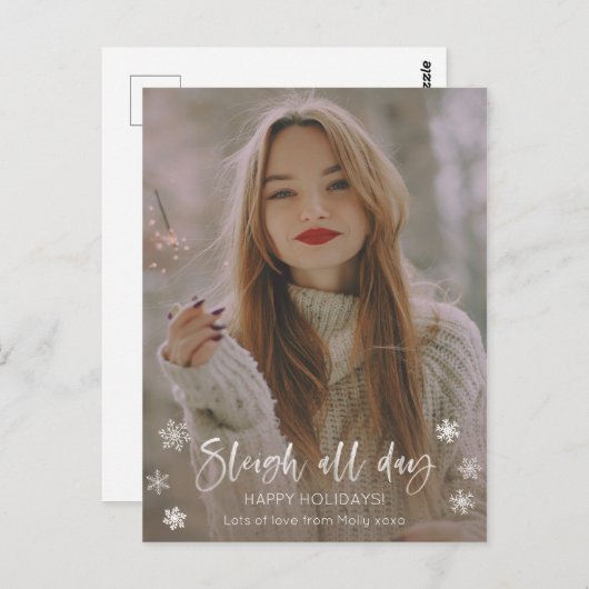 Sleigh All Day Sassy Holiday Kaart voor Singleton (Voorkant / Achterkant)