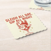 Sleigh All Day, Sip All Night – Cocktail Coaster Kartonnen Onderzetters (Gebogen)