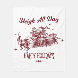 Sleigh All day Vintage Christmas Fleece Deken