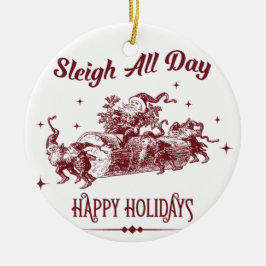 Sleigh All day Vintage Christmas Keramisch Ornament