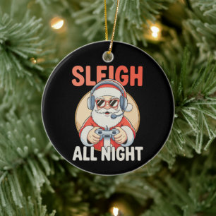 Sleigh All Night Sinterklaas Gamer Videospellen Ke Keramisch Ornament