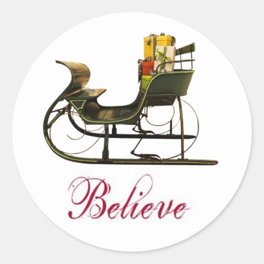 Sleigh & Believe Calligrafie Envelopzegel Ronde Sticker (Voorkant)