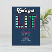 Sleigh Bell Electric Get Lit Retro Christmas Party Kaart (Staand voorkant)