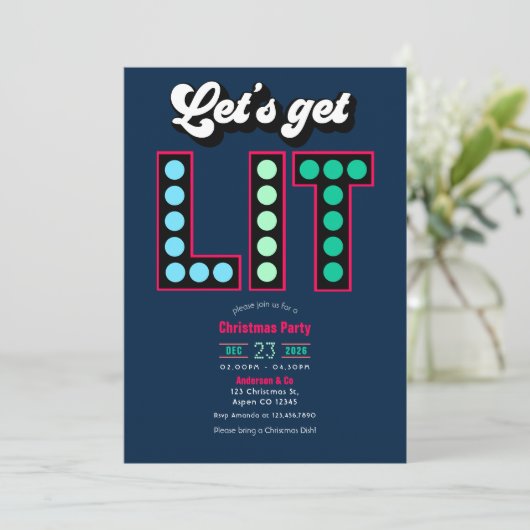 Sleigh Bell Electric Get Lit Retro Christmas Party Kaart (Staand voorkant)