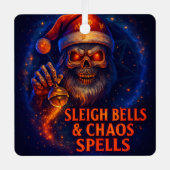 Sleigh Bells & Chaos Spells Christmas Metalen Ornament (Voorkant)