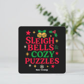 Sleigh Bells & Cozy Puzzles Kerstcadeau Kaart (Staand voorkant)