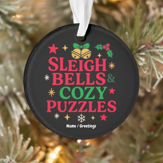 Sleigh Bells & Cozy Puzzles Kerstcadeau  Ornament (Boom)