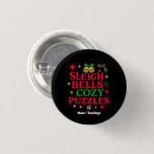 Sleigh Bells & Cozy Puzzles Kerstcadeau Ronde Button 3,2 Cm (Voorkant /achterkant)