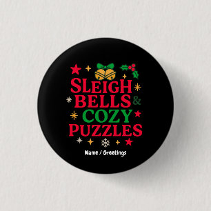 Sleigh Bells & Cozy Puzzles Kerstcadeau Ronde Button 3,2 Cm