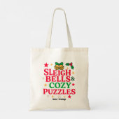 Sleigh Bells & Cozy Puzzles Kerstcadeau Tote Bag (Achterkant)