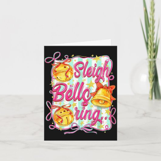 Sleigh Bells Ring Christmas Design For Girls  Kaart (Voorkant)