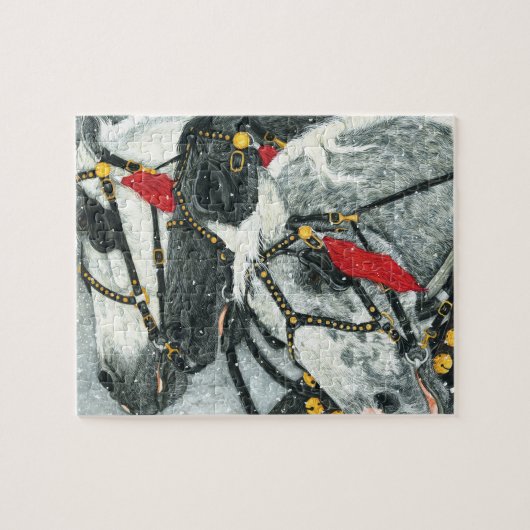 Sleigh Bells RIng - Percheron Horse Team in WInter Legpuzzel (Horizontaal)