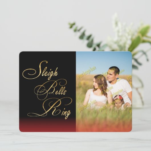 Sleigh Bells Ring 🎅 Sneeuwvlokken Kerstman Kerstm Feestdagenkaart (Staand voorkant)