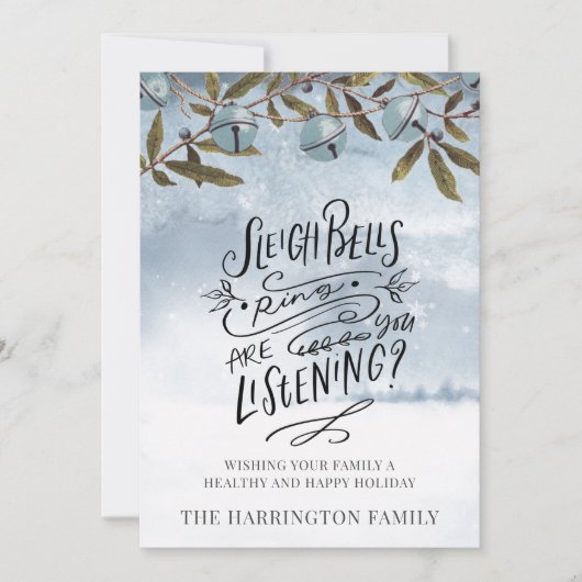 Sleigh Bells Ring Vrolijke Kerstsneeuw Feestdagenkaart (Voorkant)