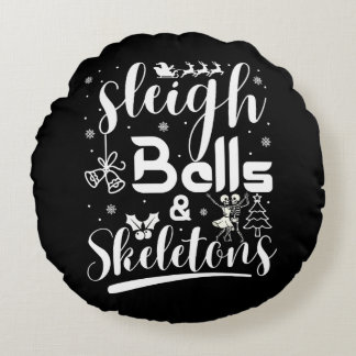 Sleigh bells & skeletons dancing funny christmas rond kussen