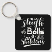 Sleigh bells & skeletons dancing funny christmas sleutelhanger (Voorkant)