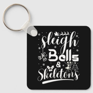 Sleigh bells & skeletons dancing funny christmas sleutelhanger