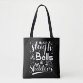 Sleigh bells & skeletons dancing funny christmas tote bag (Voorkant)