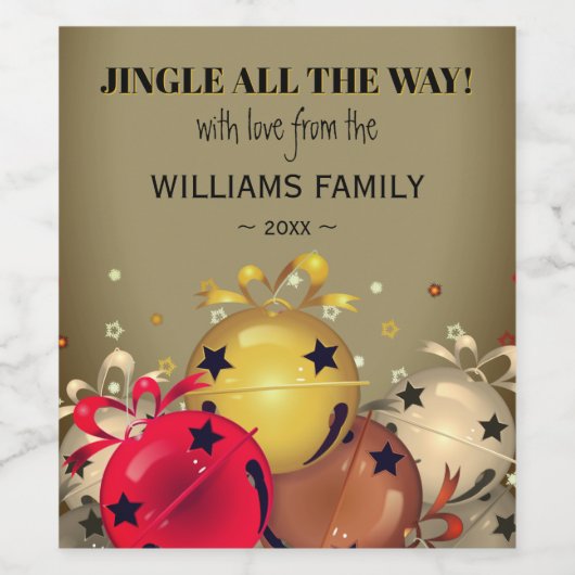 Sleigh Bells Sneeuwvlokken Kerstmis Wijn Etiket (Enkel label)