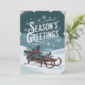 Sleigh Christmas Holiday Kaart (Staand voorkant)