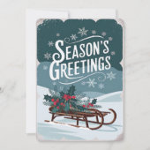Sleigh Christmas Holiday Kaart (Voorkant)