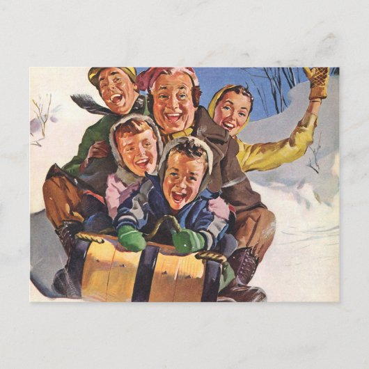 Sleigh Christmas Snow Fun Feestdagenkaart (Voorkant)