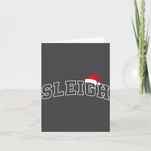 Sleigh Christmas Varsity Minimal Text Santa Hat Fa Kaart (Voorkant)