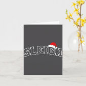 Sleigh Christmas Varsity Minimal Text Santa Hat Fa Kaart (Gele Bloem)