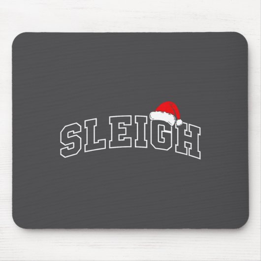 Sleigh Christmas Varsity Minimal Text Santa Hat Fa Muismat (Voorkant)