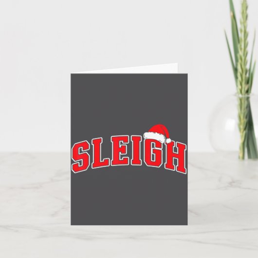 Sleigh Christmas Varsity Text With Santa Hat Famil Kaart (Voorkant)