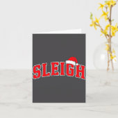 Sleigh Christmas Varsity Text With Santa Hat Famil Kaart (Gele Bloem)