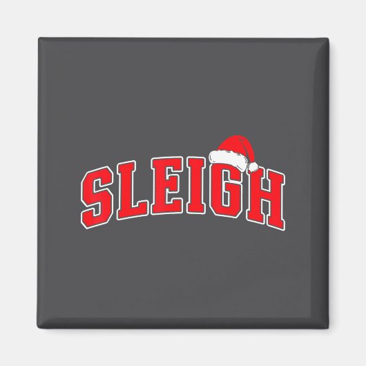 Sleigh Christmas Varsity Text With Santa Hat Famil Magneet (Voorkant)
