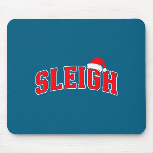 Sleigh Christmas Varsity Text With Santa Hat Famil Muismat (Voorkant)