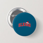 Sleigh Christmas Varsity Text With Santa Hat Famil Ronde Button 5,7 Cm (Voorkant /achterkant)