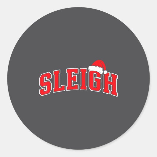 Sleigh Christmas Varsity Text With Santa Hat Famil Ronde Sticker (Voorkant)