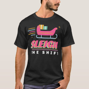 Sleigh de Dienst Retro Kerstmis Verpleegster Detai T-shirt