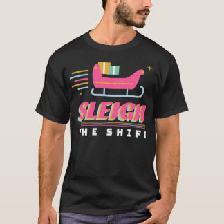 Sleigh de Dienst Retro Kerstmis Verpleegster Detai T-shirt