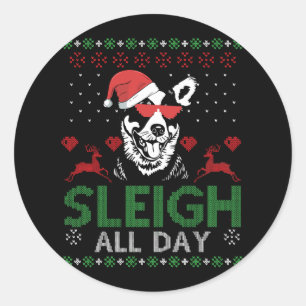 Sleigh de hele dag grappig Australisch vee hond le Ronde Sticker