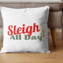 Sleigh de hele dag, Kerst Decoratieve Kussen