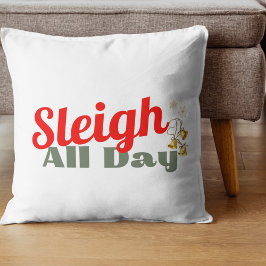 Sleigh de hele dag, Kerst Decoratieve Kussen