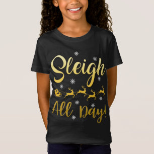 Sleigh de hele dag rendieren op een klei koele ker t-shirt