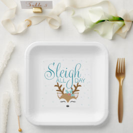 Sleigh de hele dag vakantie papier Borden Papieren Bordje