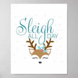 Sleigh de hele dag vakantie teken poster