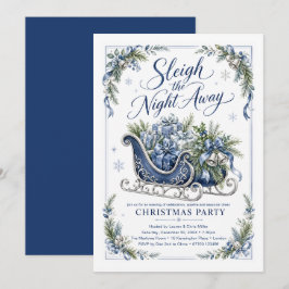 Sleigh de Nacht Weg Kerstfeest Kaart
