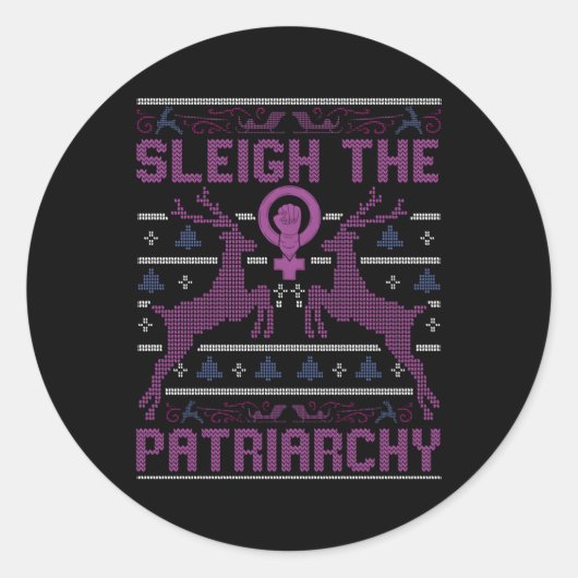Sleigh de patriarchaat feminist ronde sticker (Voorkant)