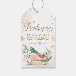 Sleigh Favor Tag Winter Dank je Label Gold buiten Cadeaulabel